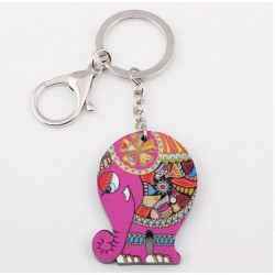 Elefante acrílico colorido - chaveiro