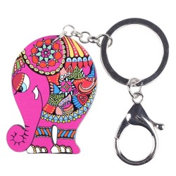 Elefante acrílico colorido - chaveiro