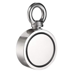 Íman de neodímio dupla face - íman de pesca - com olhal - 300Kg - D60mm