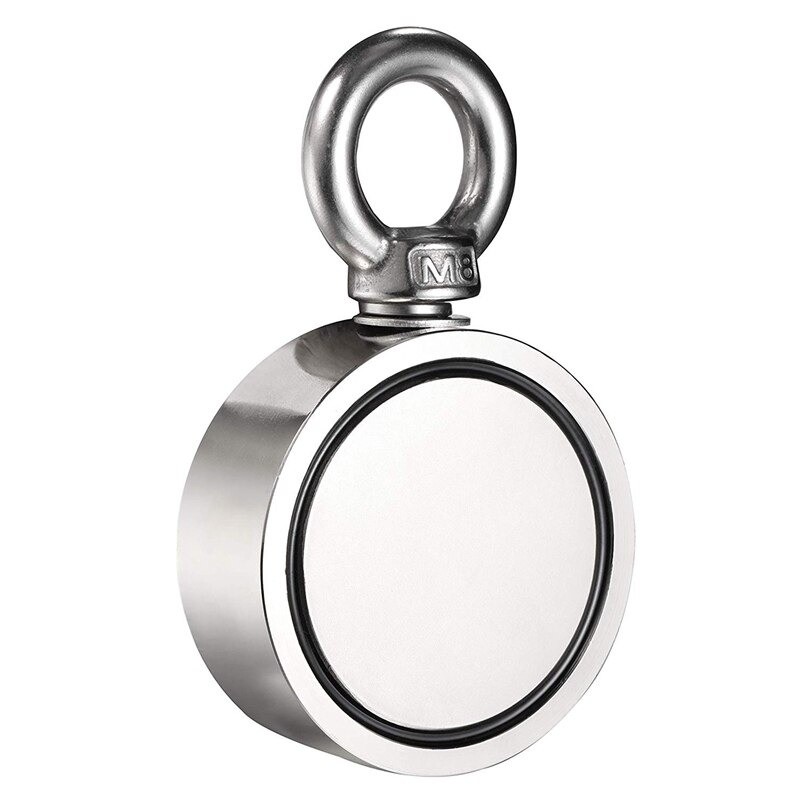 Íman de neodímio dupla face - íman de pesca - com olhal - 300Kg - D60mm