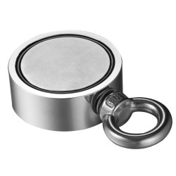 Íman de neodímio dupla face - íman de pesca - com olhal - 300Kg - D60mm