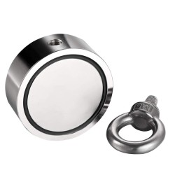 Íman de neodímio dupla face - íman de pesca - com olhal - 300Kg - D60mm