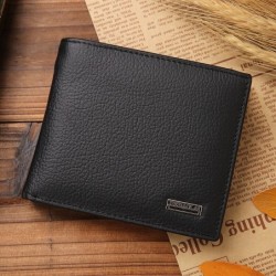 Carteira masculina clássica - porta-cartões - zíper - couro genuíno
