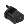 Carregador de parede - plugue do Reino Unido - portas duplas tipo C / USB - PD - carregamento rápido - 20W