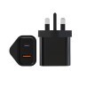 Carregador de parede - plugue do Reino Unido - portas duplas tipo C / USB - PD - carregamento rápido - 20W