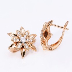 Brinco flor dourada com cristais