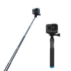 Bastão de selfie portátil extensível - bastão telescópico - liga de alumínio - para GoPro / Xiaoyi / SJCAM