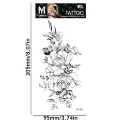 Flores pretas - tatuagem temporária - adesivo