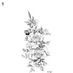 Flores pretas - tatuagem temporária - adesivo
