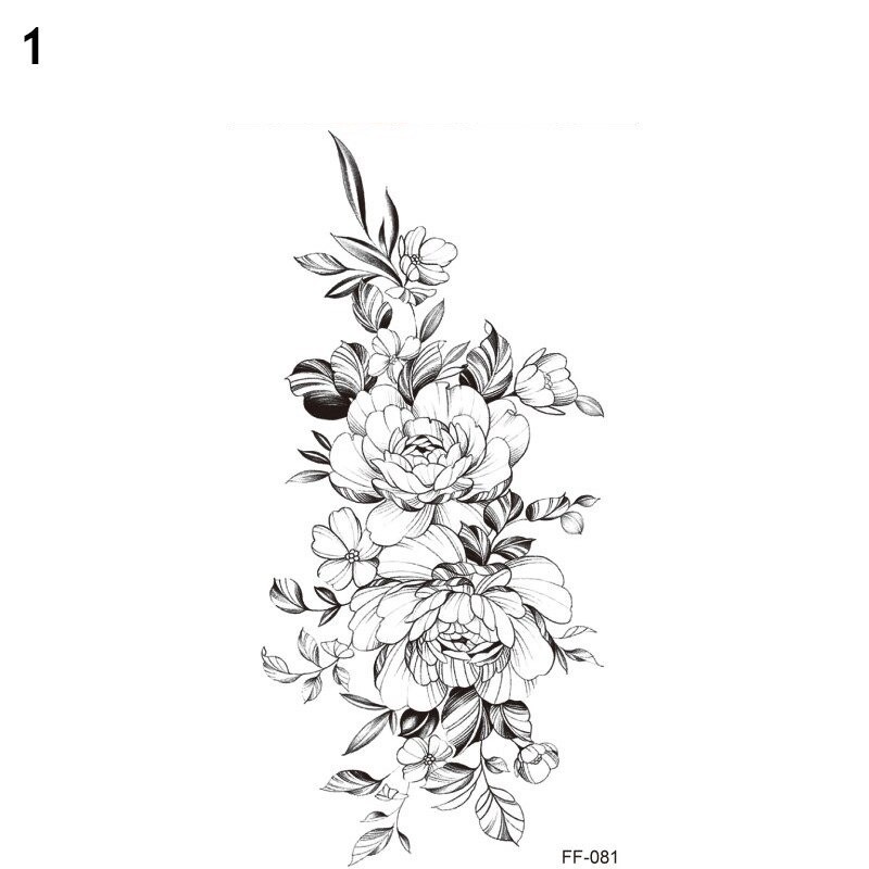 Flores pretas - tatuagem temporária - adesivo
