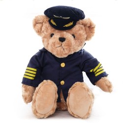 Piloto / capitão urso de pelúcia - comissário de bordo - brinquedo de pelúcia