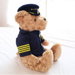 Piloto / capitão urso de pelúcia - comissário de bordo - brinquedo de pelúcia