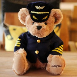 Piloto / capitão urso de pelúcia - comissário de bordo - brinquedo de pelúcia