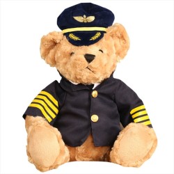 Piloto / capitão urso de pelúcia - comissário de bordo - brinquedo de pelúcia