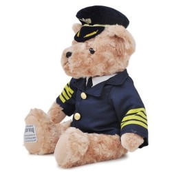 Piloto / capitão urso de pelúcia - comissário de bordo - brinquedo de pelúcia