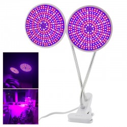Lâmpada de cultivo de plantas - cabeça dupla - hidropônica - espectro completo - com clipe de mesa - 290 LED - E27