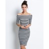 Vestido listrado ombro a ombro - slim
