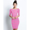 Vestido listrado ombro a ombro - slim