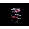 Abotoaduras de luxo pretas com cristal vermelho