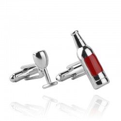 Wine glass / bottle - silver cufflinksCufflinks