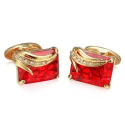 Abotoaduras quadradas luxuosas - cristal de vidro / strass