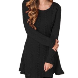 Vestido curto de malha - camisola de manga comprida