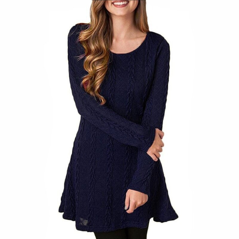 Short knitted dress - long sleeve sweaterDresses