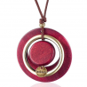 Vintage handmade pendant - long necklace - leather rope chainNecklaces