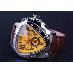 JARAGAR - relógio automático de luxo - pulseira de couro - forma de triângulo