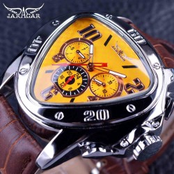 JARAGAR - relógio automático de luxo - pulseira de couro - forma de triângulo
