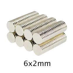 N35 - ímã de neodímio - disco forte - 6mm * 2mm - 50 peças