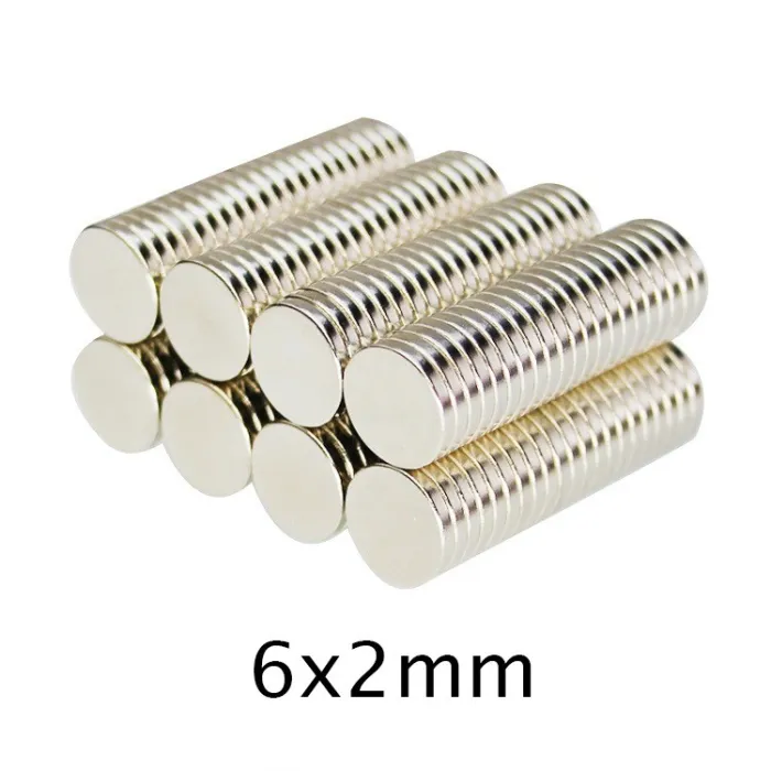 N35 - ímã de neodímio - disco forte - 6mm * 2mm - 50 peças