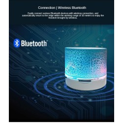 Mini alto-falante Bluetooth - LED - cartão TF - design rachado