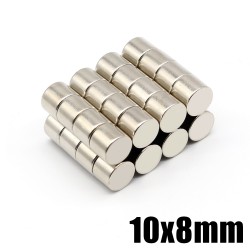 N35 - ímã de neodímio - cilindro forte - 10mm * 8mm - 20 peças