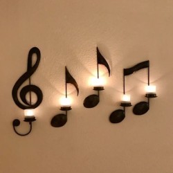 Wall mounted candle holder - black music notesCandles & Holders