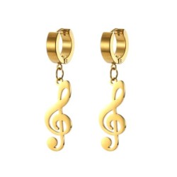 Brincos compridos com notas musicais