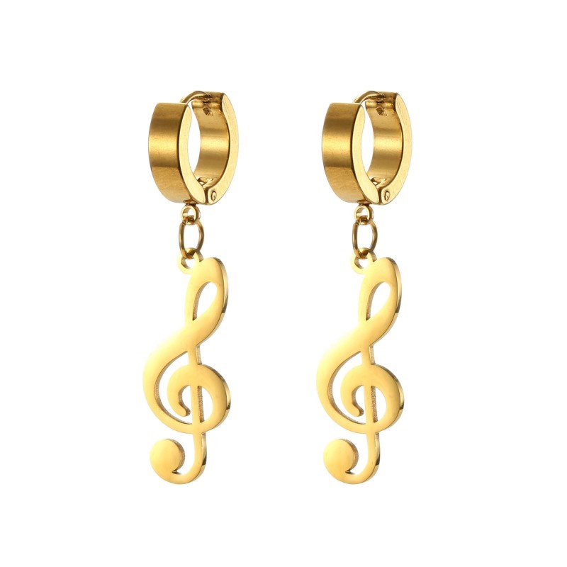 Brincos compridos com notas musicais