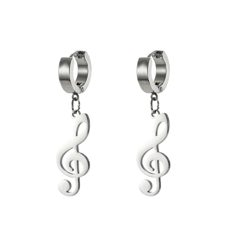 Brincos compridos com notas musicais