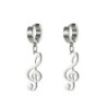 Brincos compridos com notas musicais