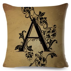 Capa de almofada decorativa - letras do alfabeto vintage - 45 * 45 cm