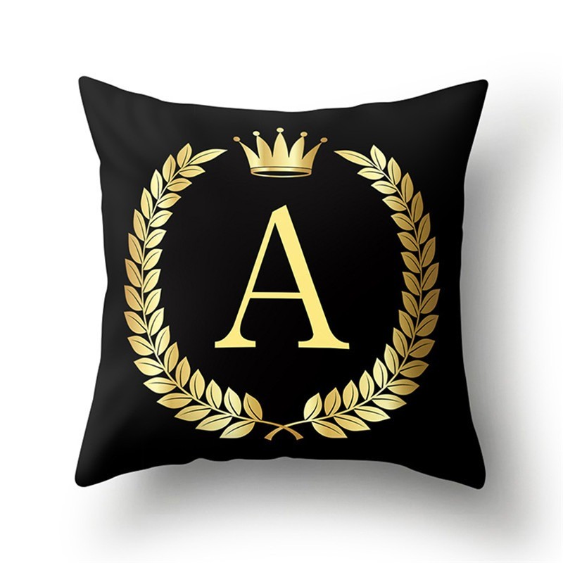 Decorative black cushion cover - golden alphabet letters - 45 * 45 cmCushion covers