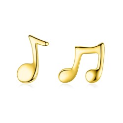 Notas musicais douradas - brincos - prata de lei 925