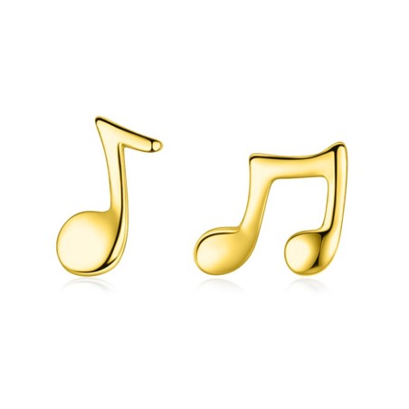 Notas musicais douradas - brincos - prata de lei 925