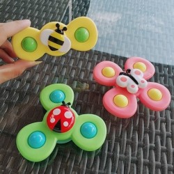 Brinquedo giratório para bebês - fidget spinner - com ventosa - 3 peças