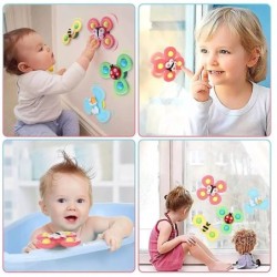 Brinquedo giratório para bebês - fidget spinner - com ventosa - 3 peças