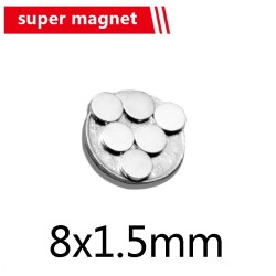 N35 - ímã de neodímio - disco forte - 8 mm * 1,5 mm