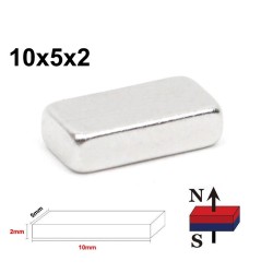 N52 - ímã de neodímio - bloco retangular forte - 10mm * 5mm * 2mm - 50 peças