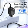 Carregador de 3 portas USB - carga rápida 3.0