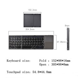 Teclado Bluetooth dobrável - com touchpad - ultrafino