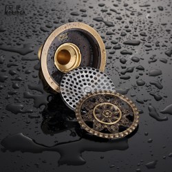 Antique brass - round bathroom floor drain - waste drainerDrains